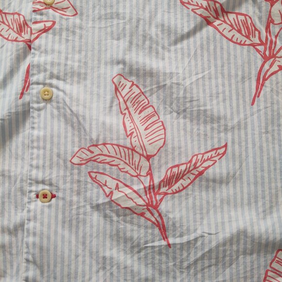 * NWT Tommy Hilfiger Palm Leaf Print Tropical Stripe Short Sleeve Button Up - Picture 4 of 5